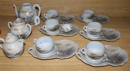 A Japanese eggshell tea set